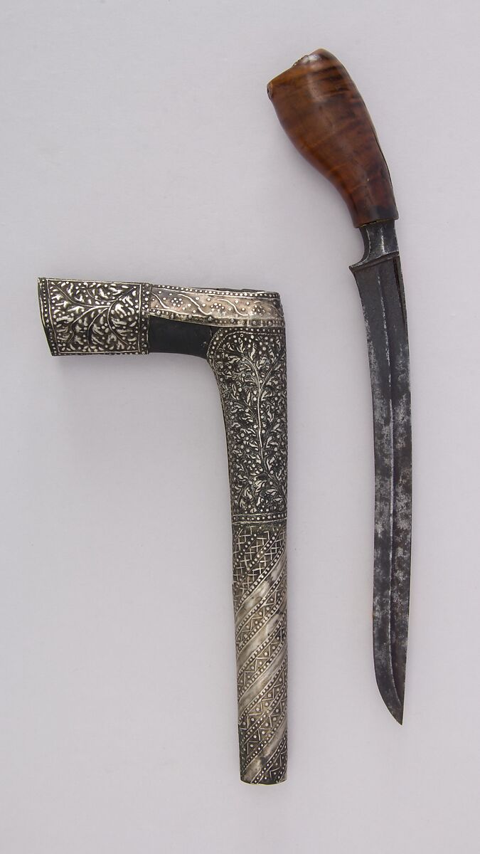 Knife (Bade-bade) with Sheath, Silver, Minangkabau 