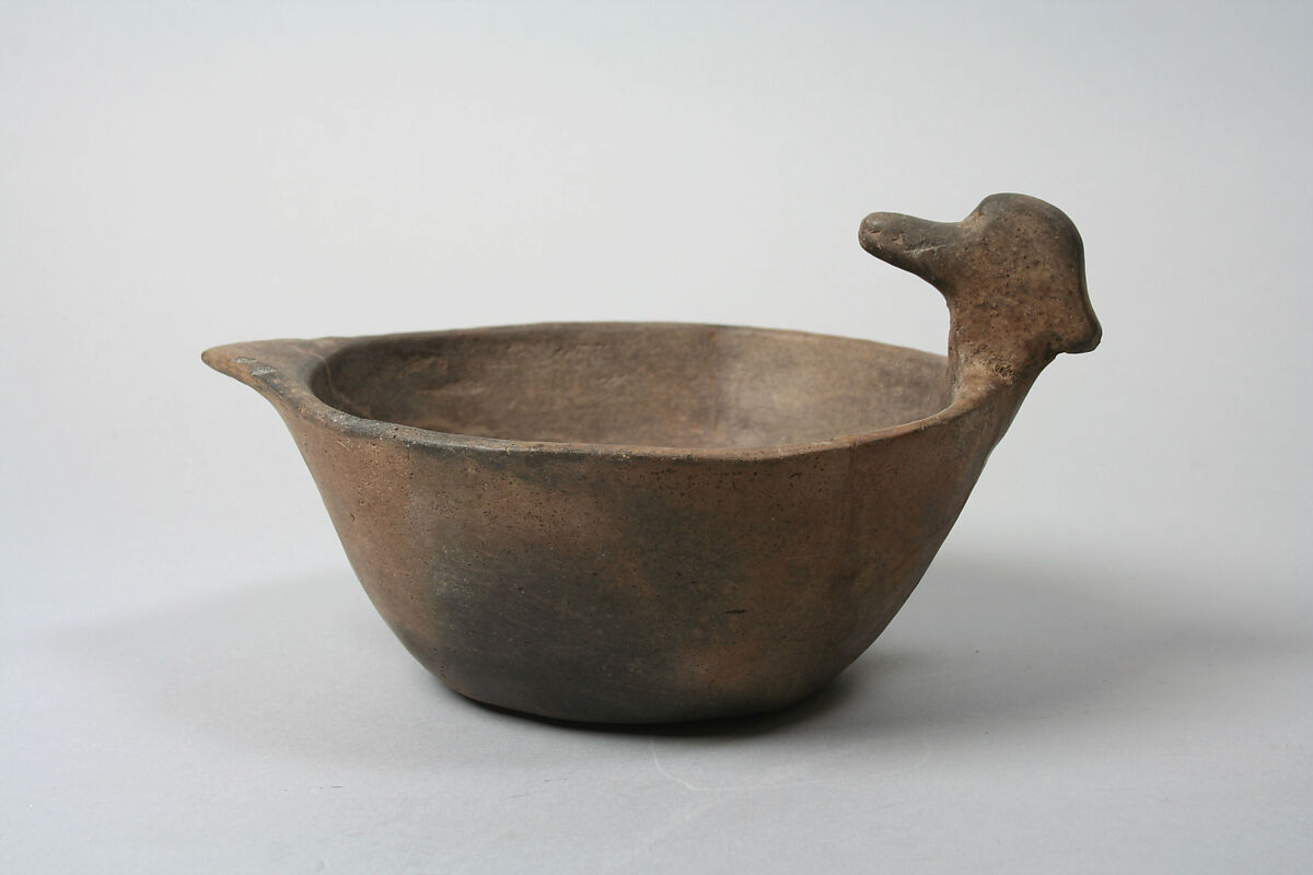 Bowl, Bird Head on Rim, Ceramic, Mississippian 
