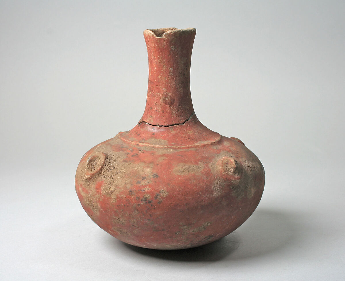 Bottle, Raised Faces on Body, Ceramic, Mississippian 