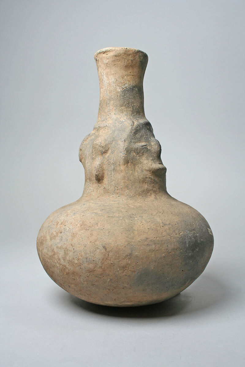 Bottle, Faces on Neck, Ceramic, Mississippian 