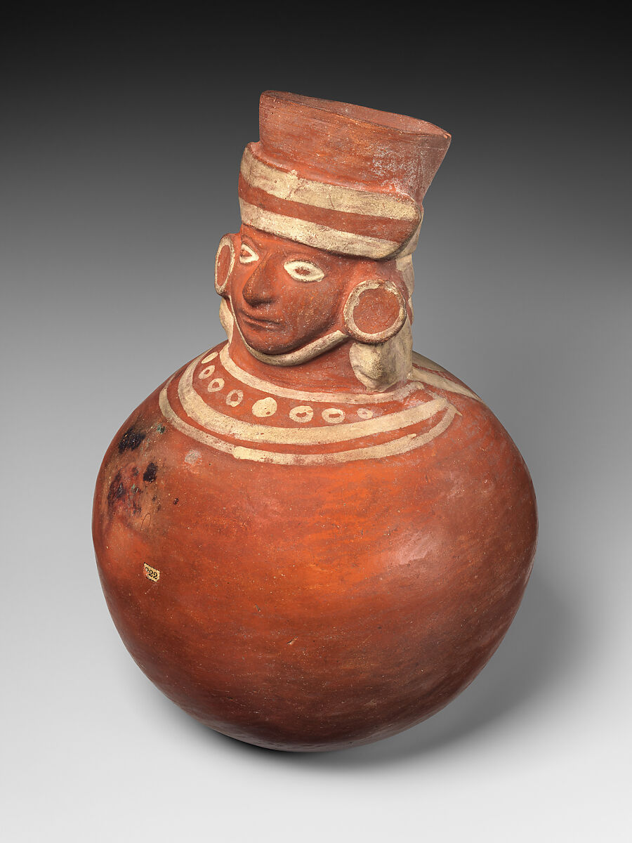 Vessel with face-neck, Moche artist(s), Ceramic, slip, Moche