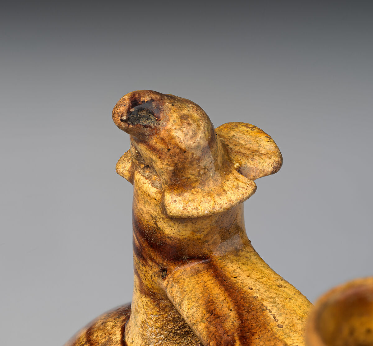 Double-chambered bottle, Peruvian artist(s), Ceramic, glaze, Viceregal Era