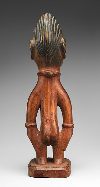 Ibeji Twin Figure, Ijebu-Yoruba artist, Wood, camwood powder, pigment, Ijebu-Yoruba peoples