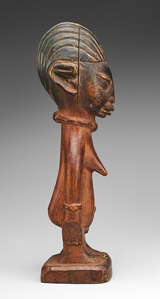 Ibeji Twin Figure, Ijebu-Yoruba artist, Wood, camwood powder, pigment, Ijebu-Yoruba peoples