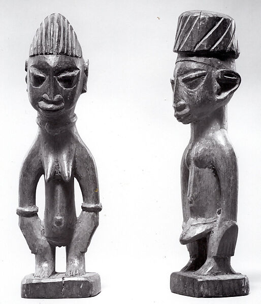 Ibeji Twin Figure, Ijebu-Yoruba artist, Wood, camwood powder, pigment, Ijebu-Yoruba peoples