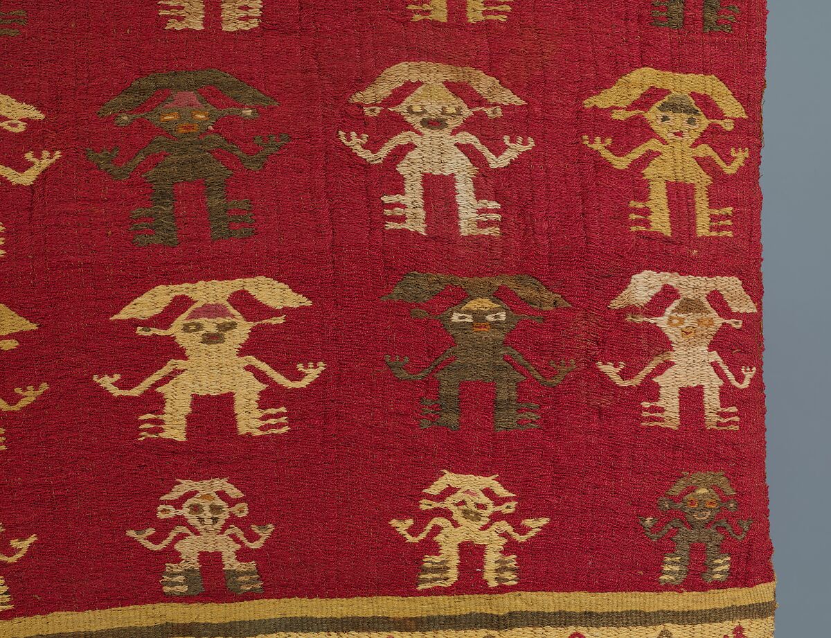 Tunic with Crescent Headdress Figures, Camelid wool, cotton, Chimú
