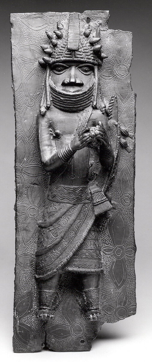 Plaque: Titleholder with Calabash Rattle, Brass, Edo peoples