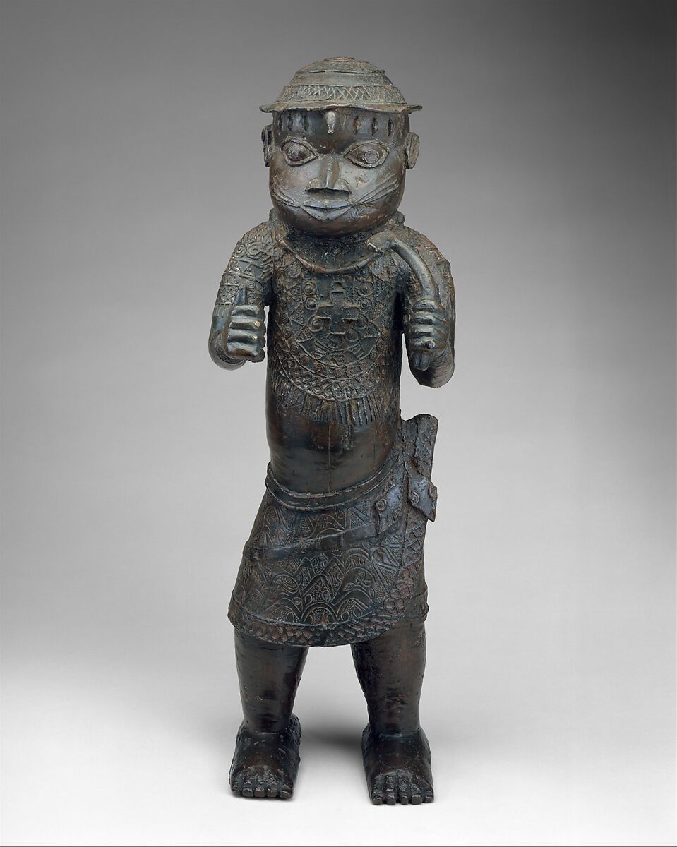 Figure: Court Official with Cross Pendant, Brass, Edo peoples 