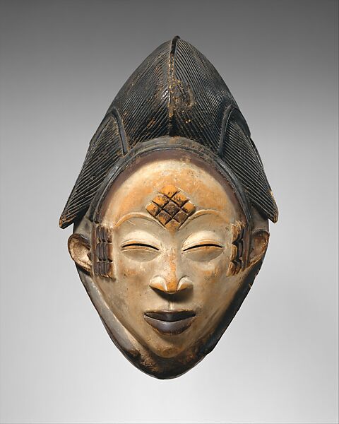 Mask (Mukudj), Wood, pigment, kaolin, Punu peoples 