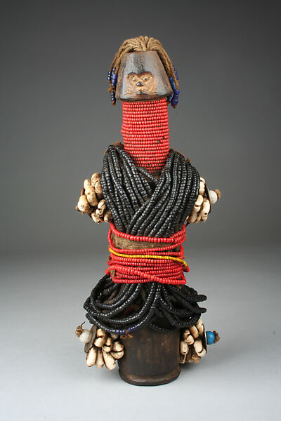Fertility Figure (Ham Pilu), Wood, seed beads, shell, cotton, metal, Kirdi, Fali group 