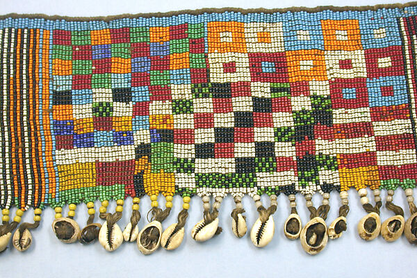 Cache-Sexe, Glass beads, cotton yarn, cowrie shells, metal (?), Kirdi, Fali group