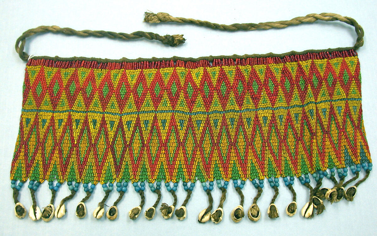 Cache-Sexe, Glass beads, cotton yarn, cowrie shells, metal (?), Kirdi, Fali group 