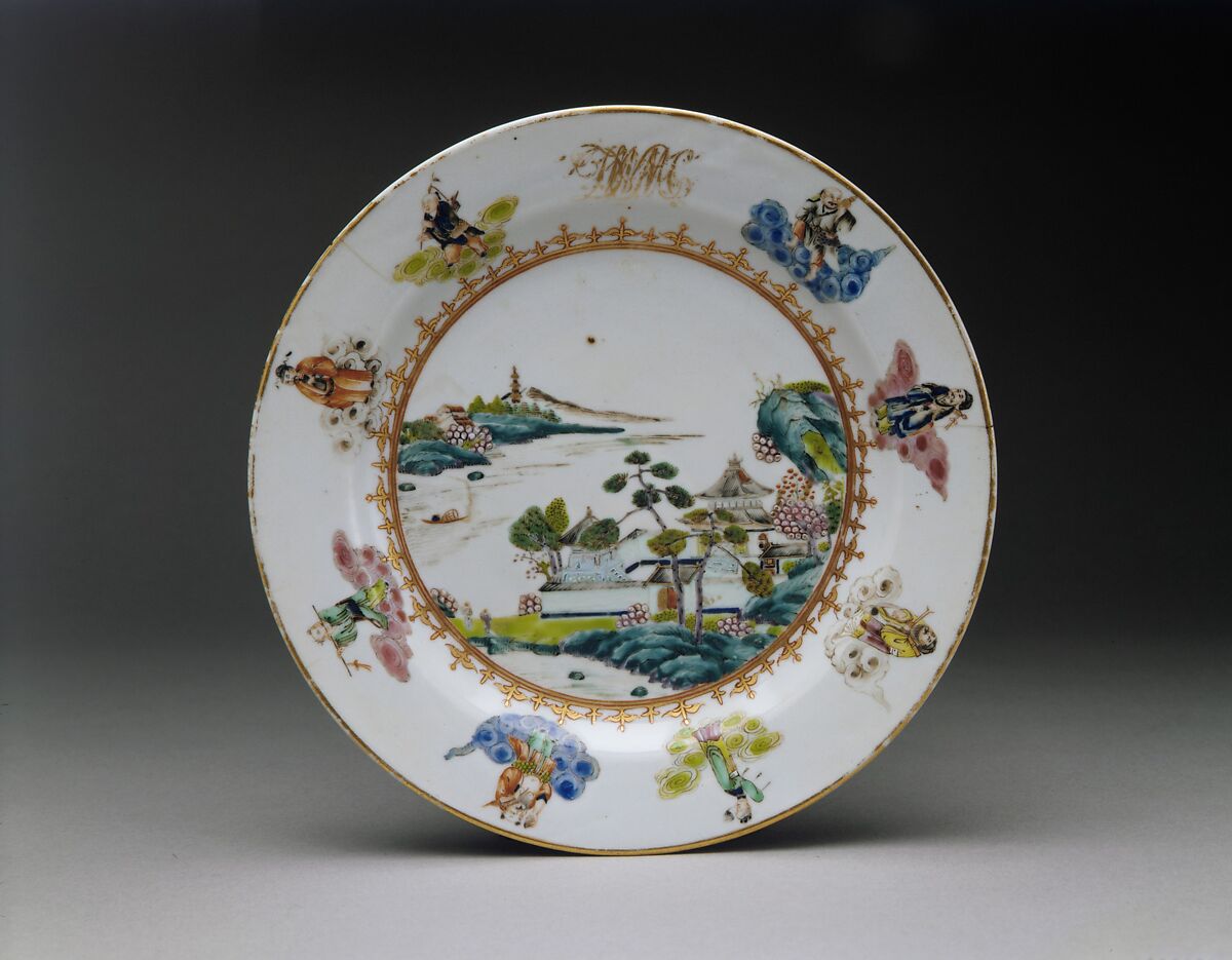 Dinner Plate, Porcelain, Chinese, for American market 