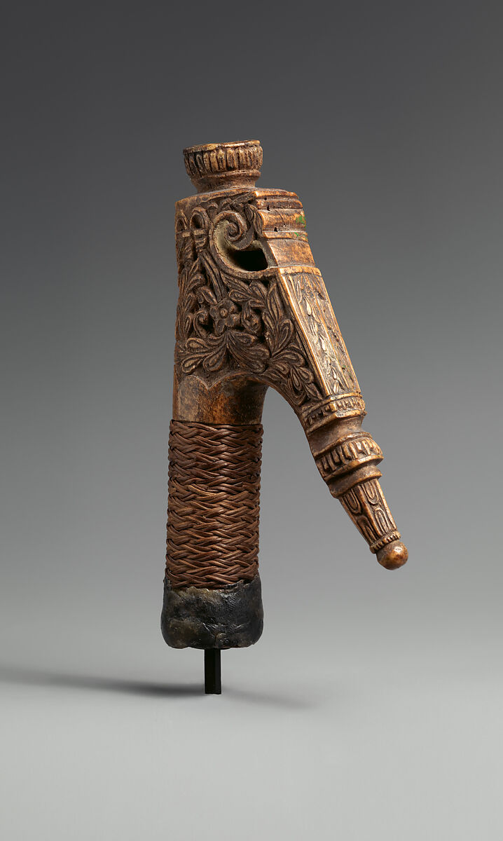 Sword Handle, Antler, fiber, resin, Dayak people