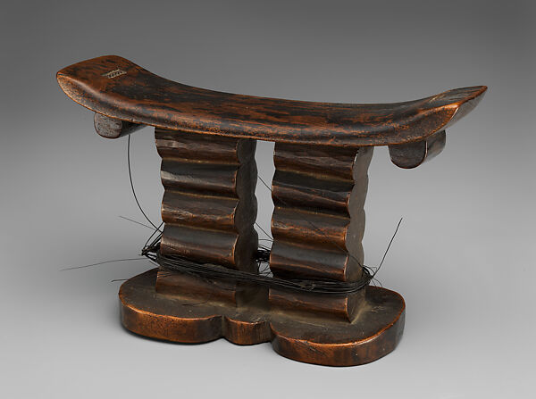 Headrest, Tsonga or Shona artist, Wood, elephant hair, Shona peoples