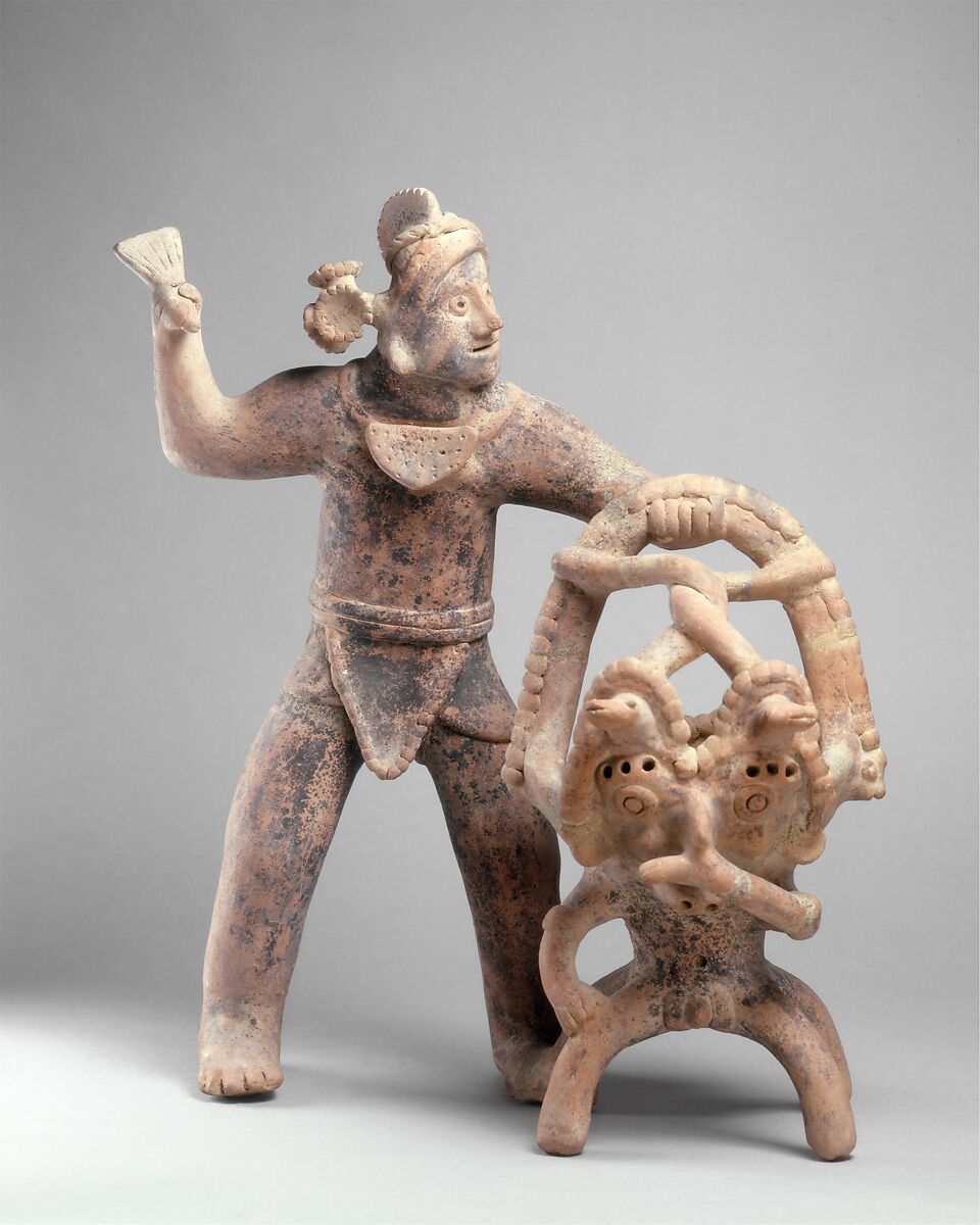 Figure with Incense Burner, Ceramic, Colima 