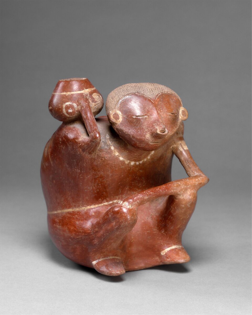 Hunchback with Vessel, Ceramic, slip, Lagunillas 