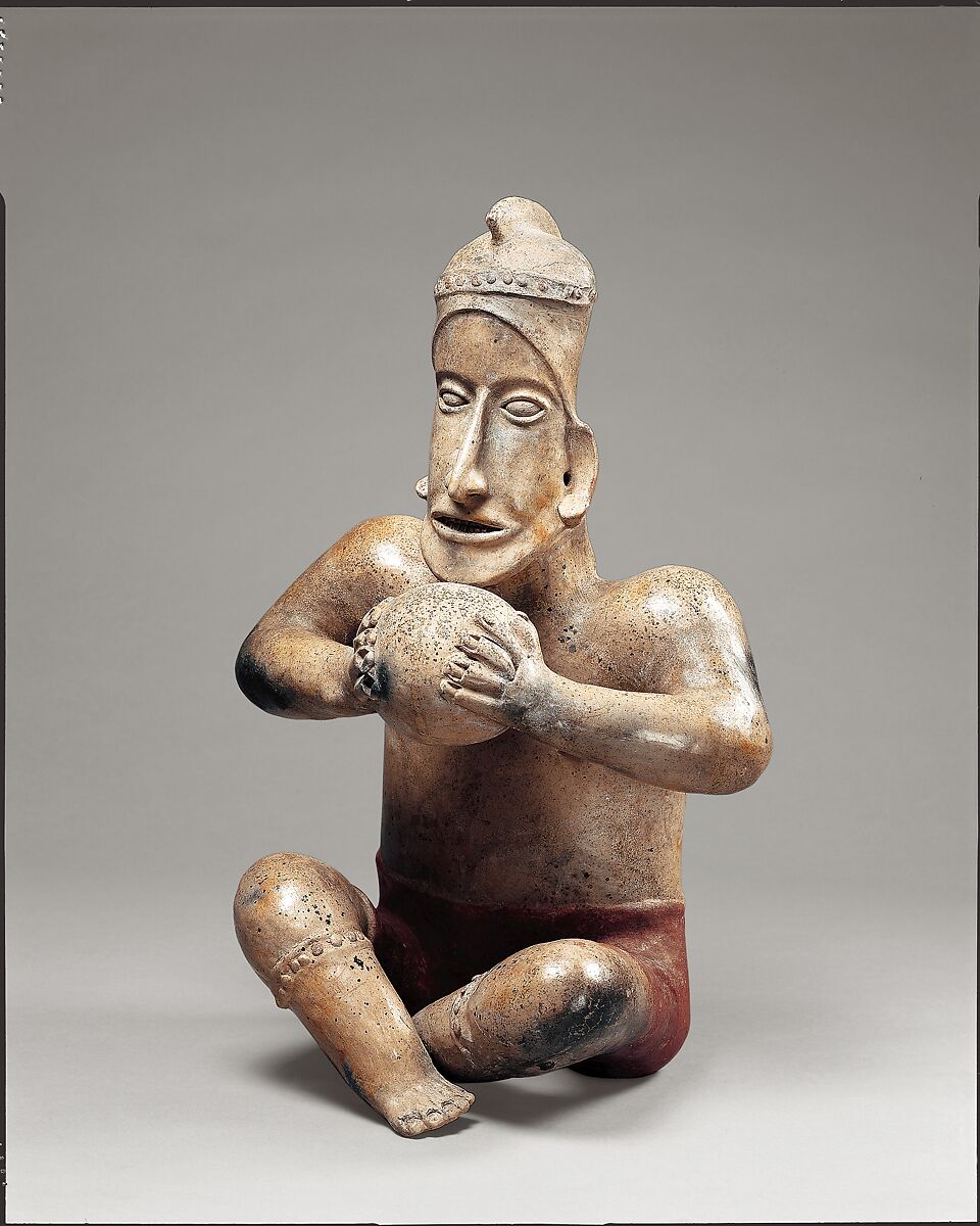 Seated ballplayer, Ameca-Etzatlán artists, Ceramic, slip, Ameca-Etzatlán