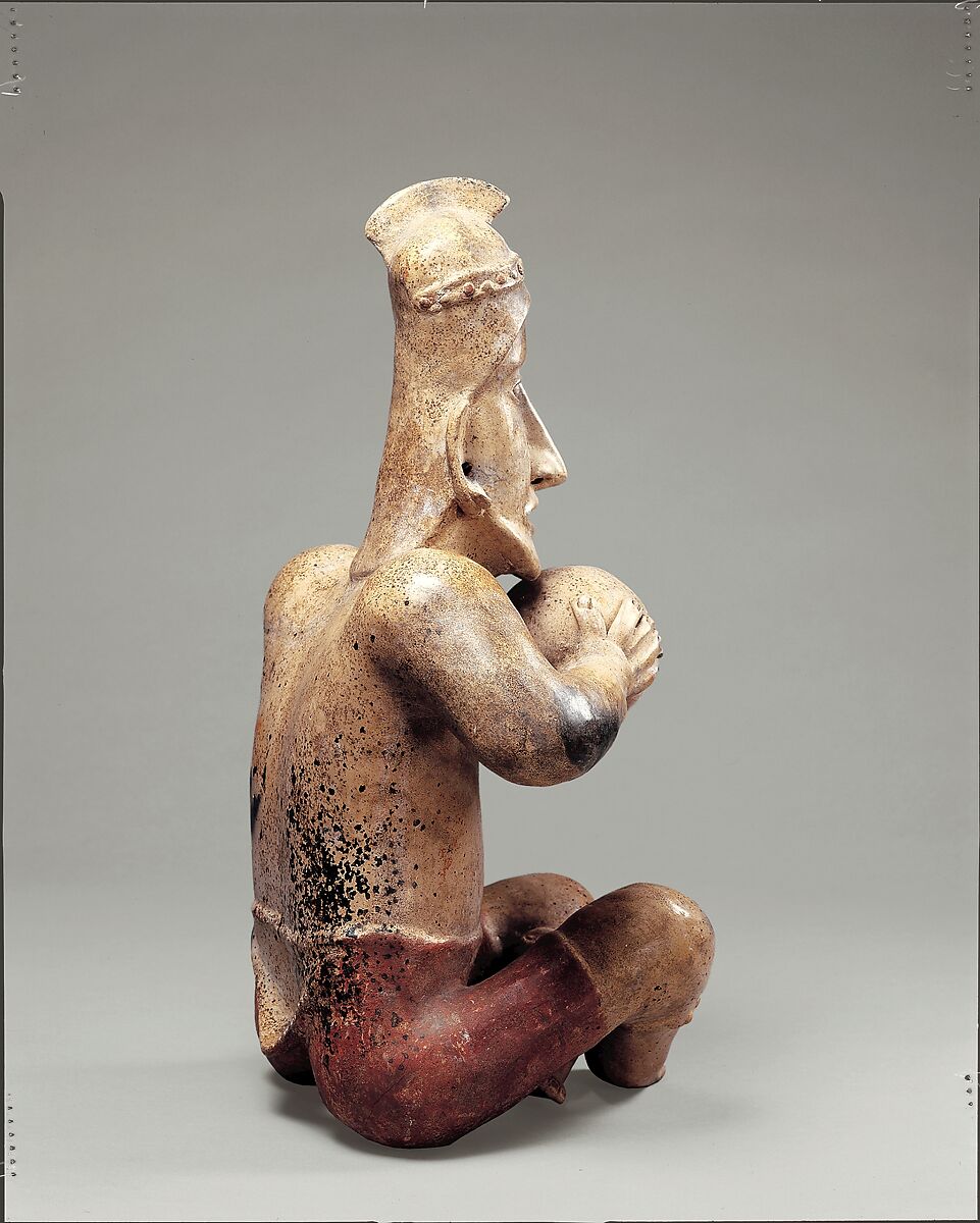 Seated ballplayer, Ameca-Etzatlán artists, Ceramic, slip, Ameca-Etzatlán
