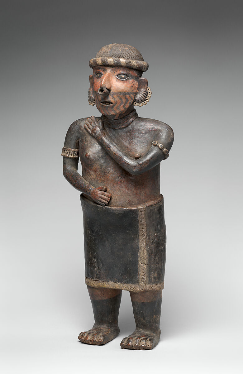 Standing Female Figure, Nayarit artist(s), Ceramic, slip, Nayarit