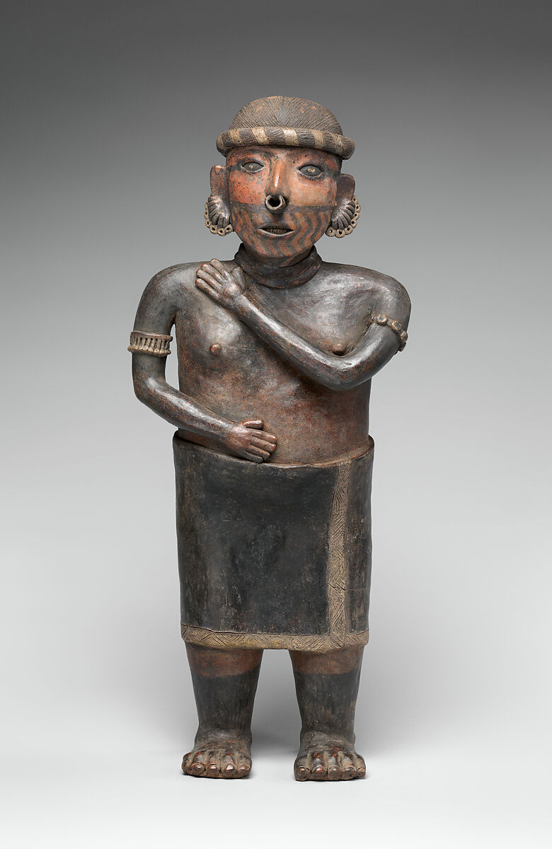 Standing Female Figure, Ceramic, Nayarit