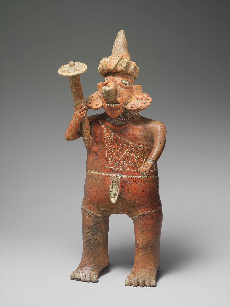 Male Ancestor Figure, Ceramic, slip, Nayarit 