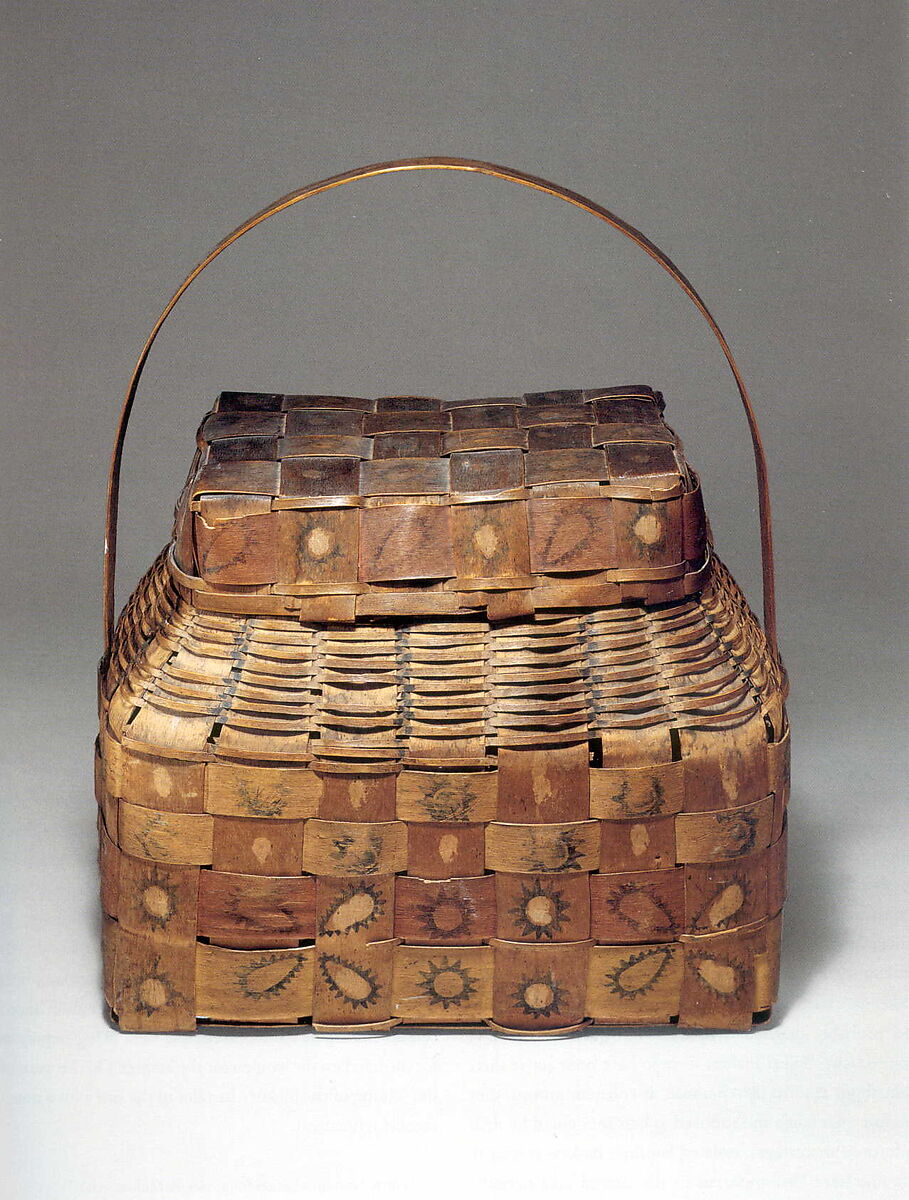 Lidded Basket, Ash splint, wood, pigment, Onondaga