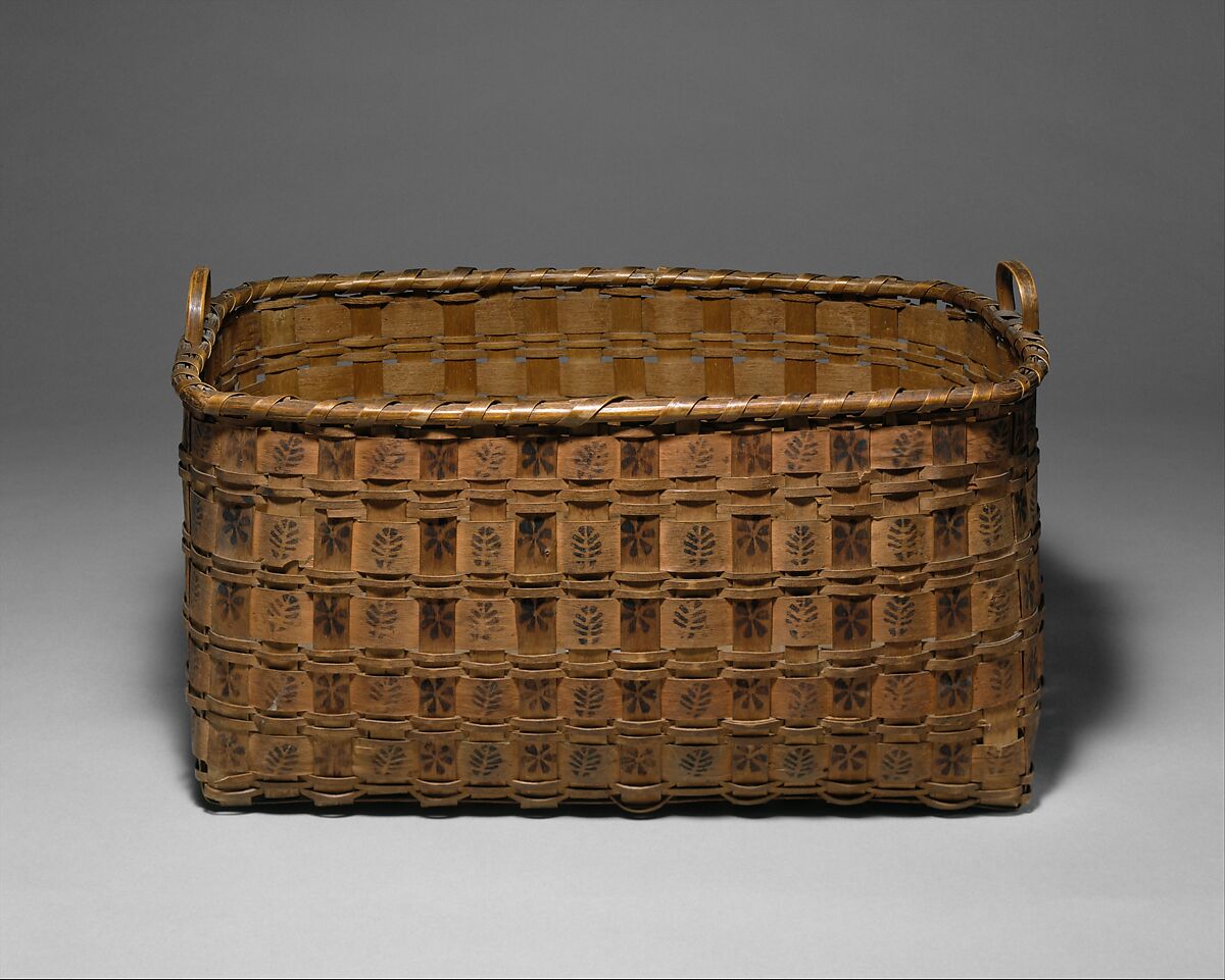 Basket, Brown ash splint, wood, pigment, Quinnipiac (?) 