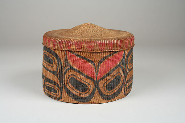 Lidded Basket, Charles Edenshaw (First Nation, Haida, 1839–1920), Spruce root, pigment, Haida
