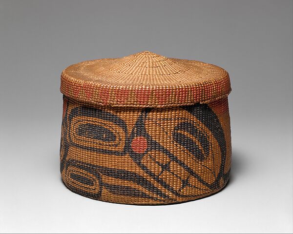 Lidded Basket, Charles Edenshaw (First Nation, Haida, 1839–1920), Spruce root, pigment, Haida 