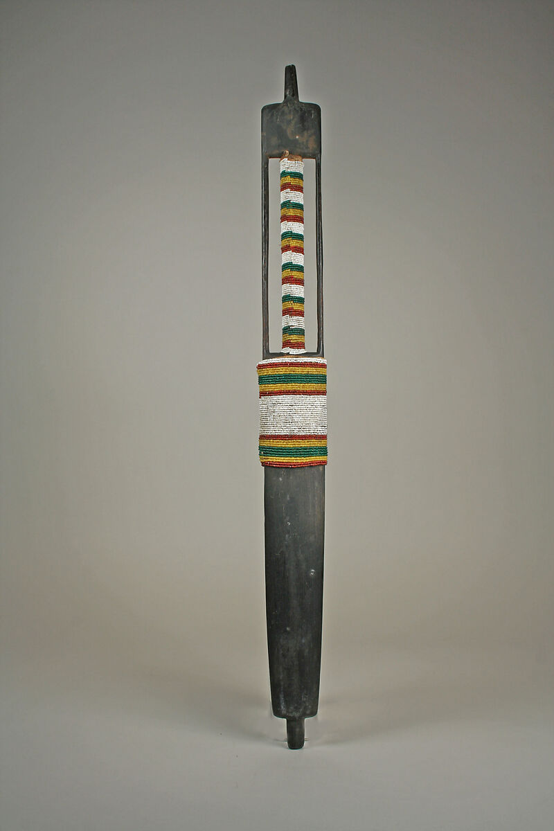 Pipe Bowl and Stem, Catlinite, chlorite, lead (bowl); wood, glass, beads, metal (stem), Ojibwa