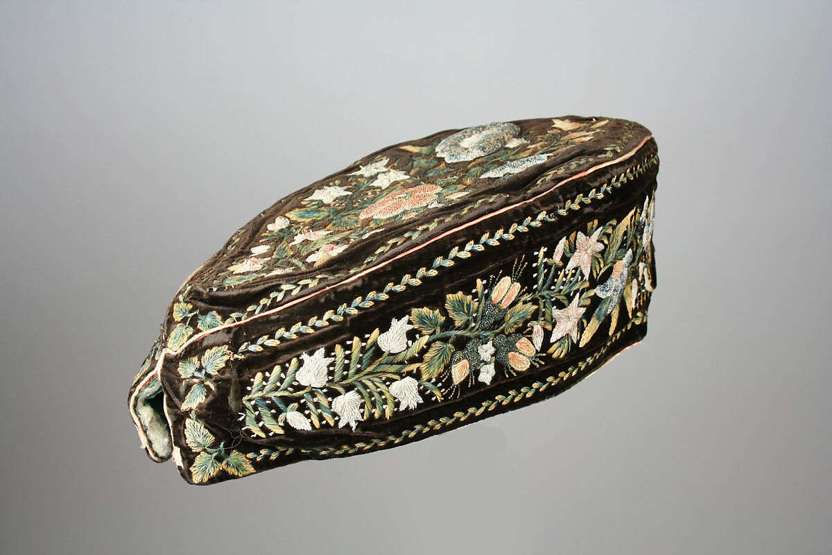 Glengarry-Style Cap, Wool, silk, moosehair, Huron