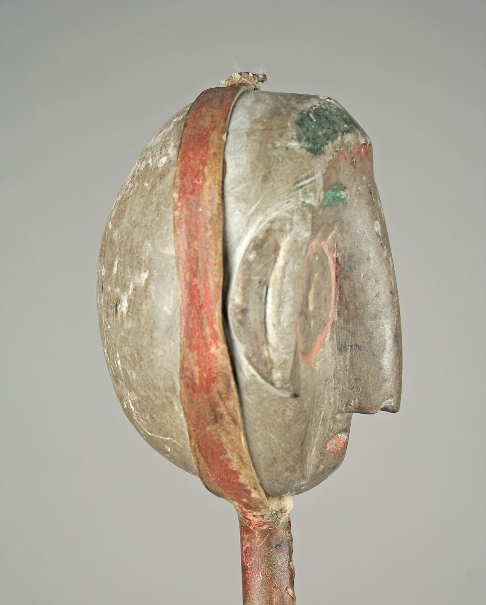 Club (skullcracker), Stone, wood, rawhide, sinew, pigment, feathers, Assiniboine