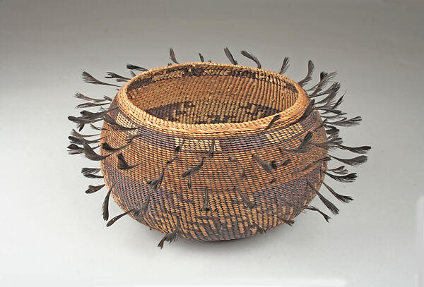 Feathered Basket, Plant fiber, feathers, Pomo