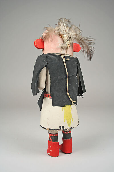 Velvet-shirt Katsina, Cottonwood, feathers, cotton, pigment, Hopi