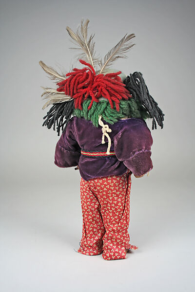 Katsina, Cottonwood, feathers, wool yarn, cotton, beads, pigment, Laguna