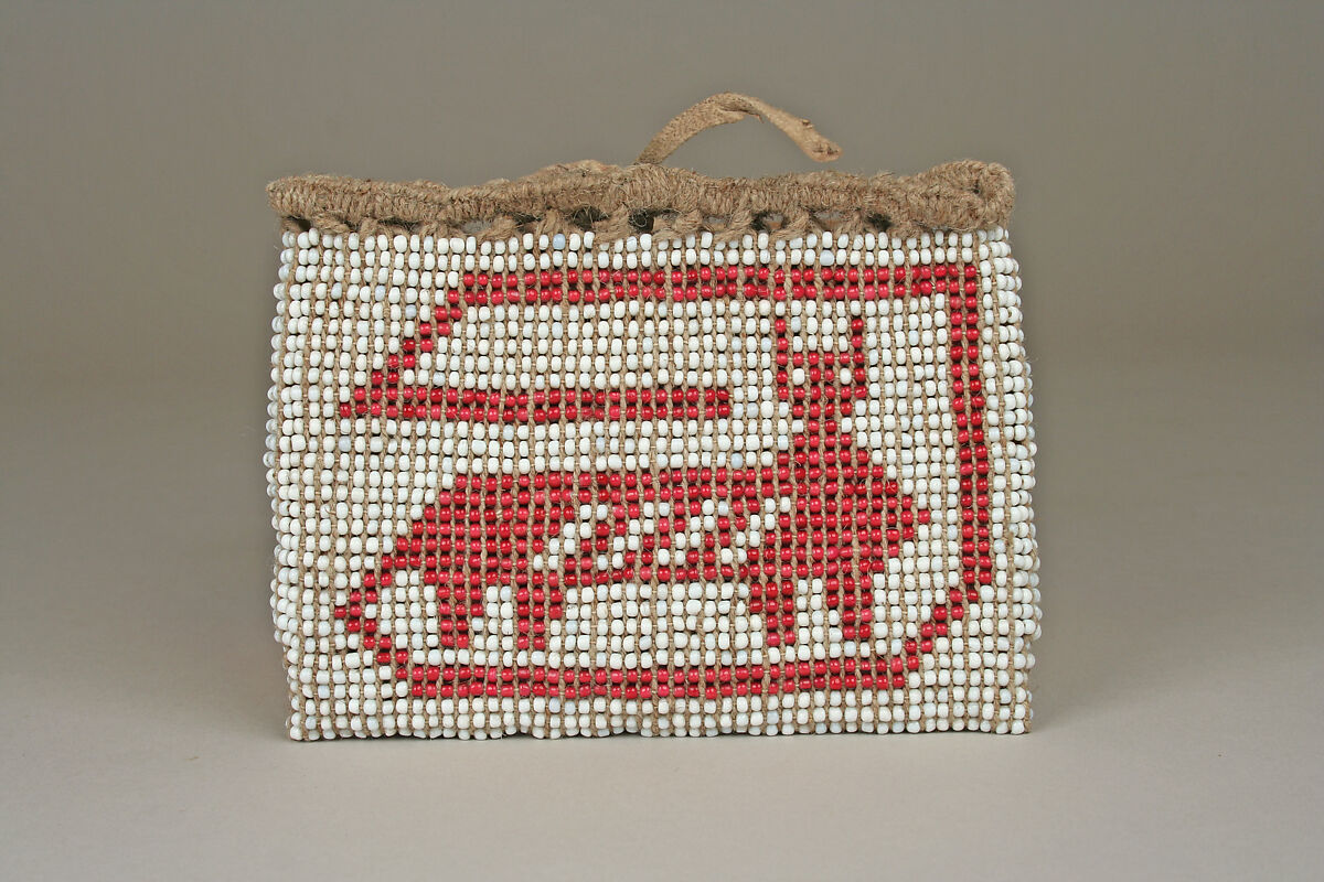 Business Bundle Bag, Native-tanned skin, glass, wool, Mesquakie or Potawatomi 