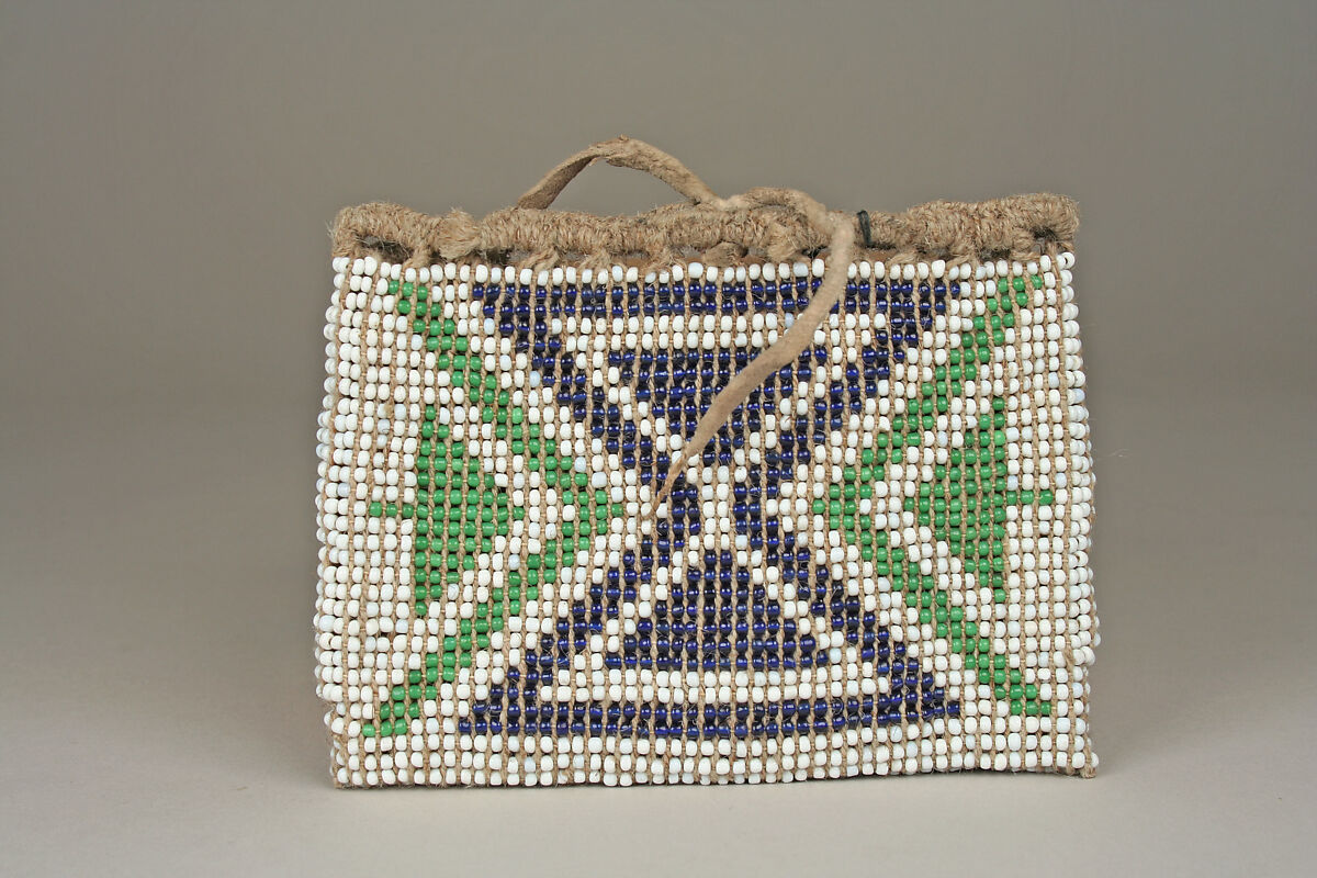 Business Bundle Bag, Native-tanned skin, glass, wool, Mesquakie or Potawatomi