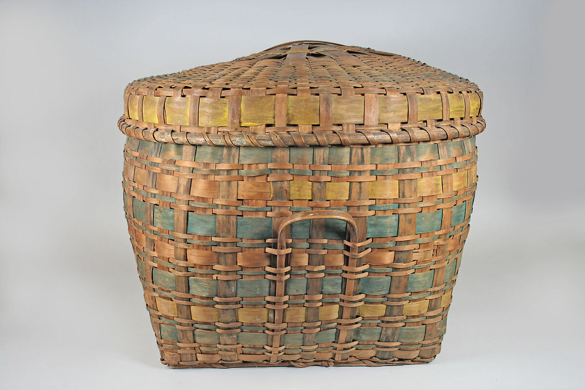 Lidded Storage Basket, Ash splint, wood, pigment, Passamaquoddy (?)