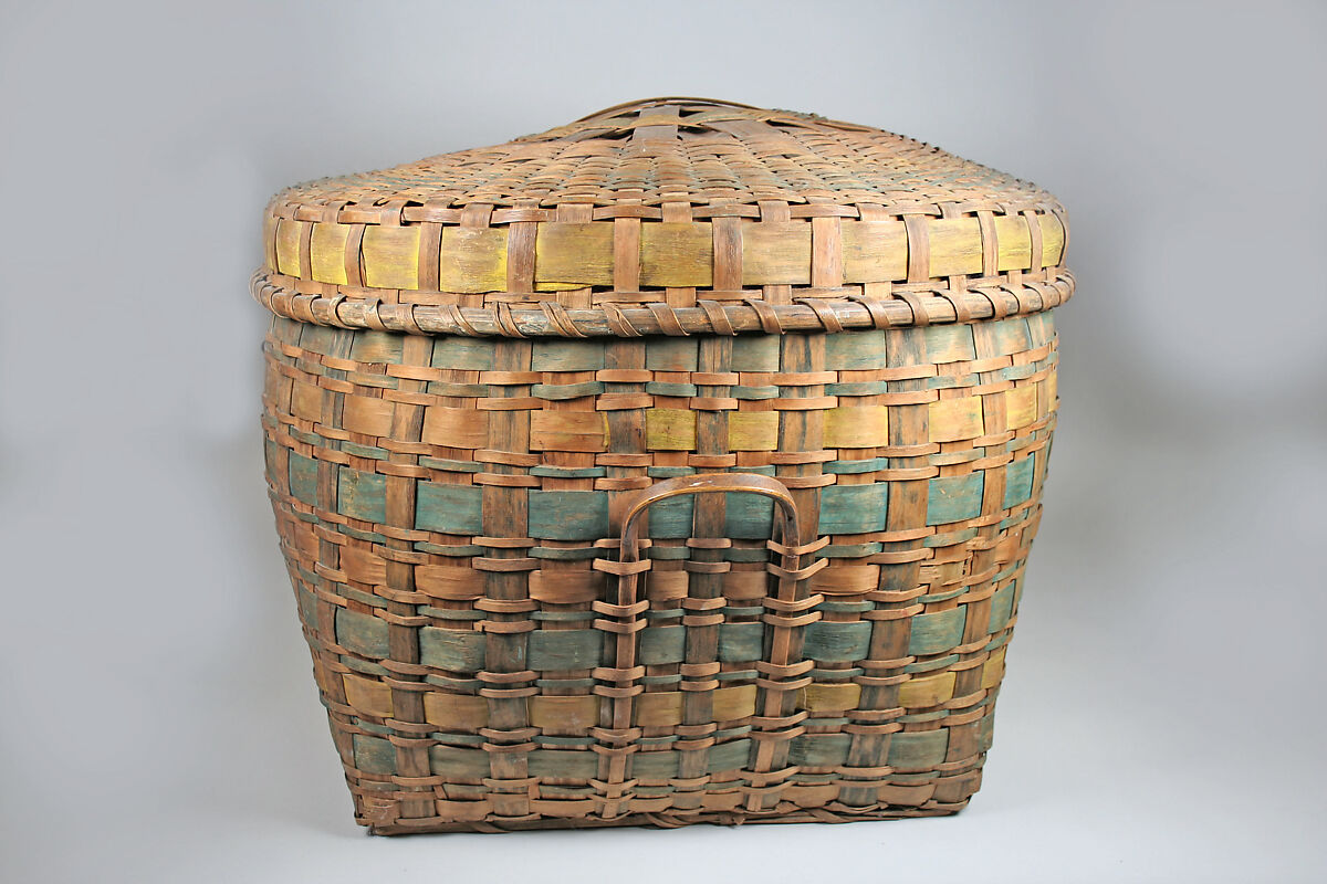 Lidded Storage Basket, Ash splint, wood, pigment, Passamaquoddy (?)