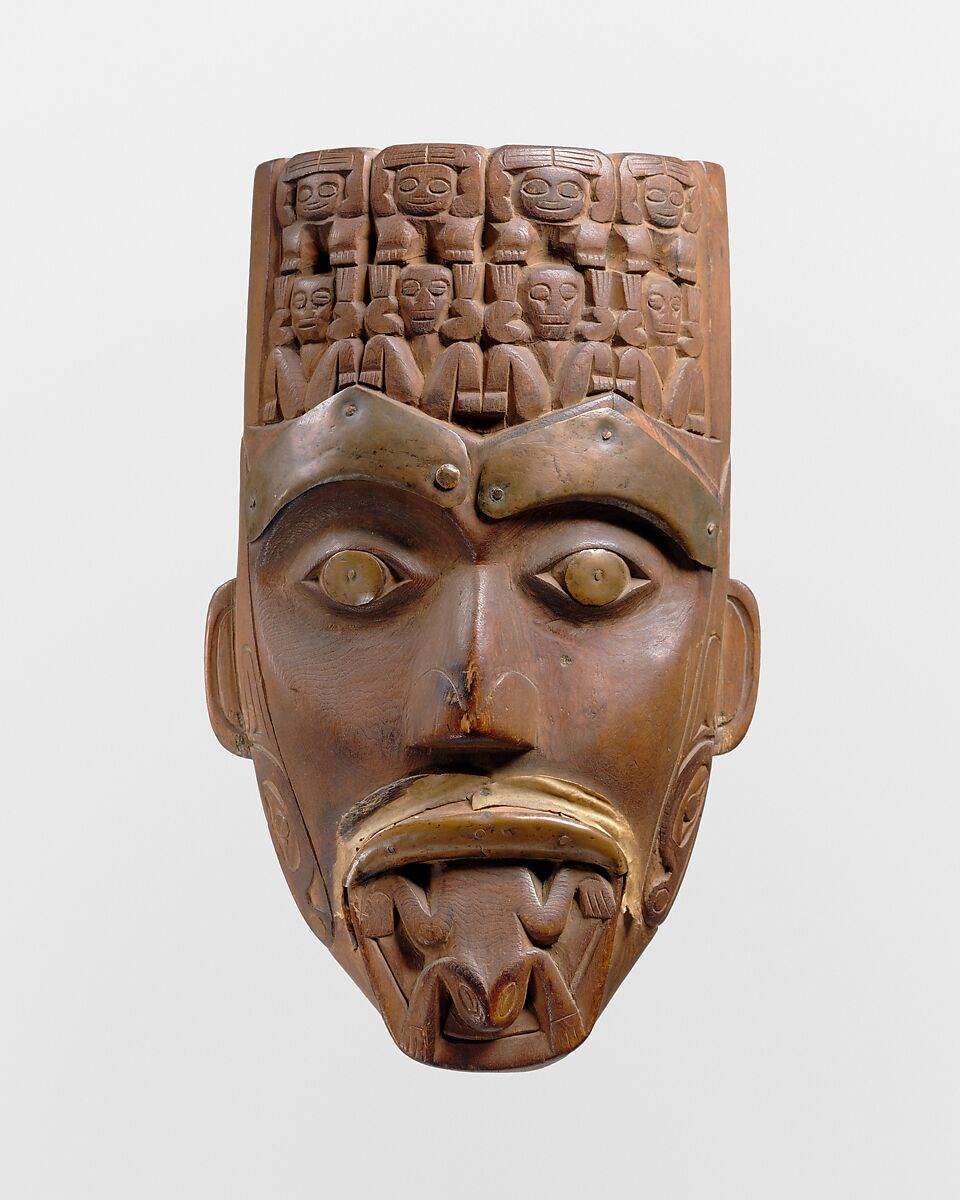 Mask, Wood, copper, fur, Tlingit 