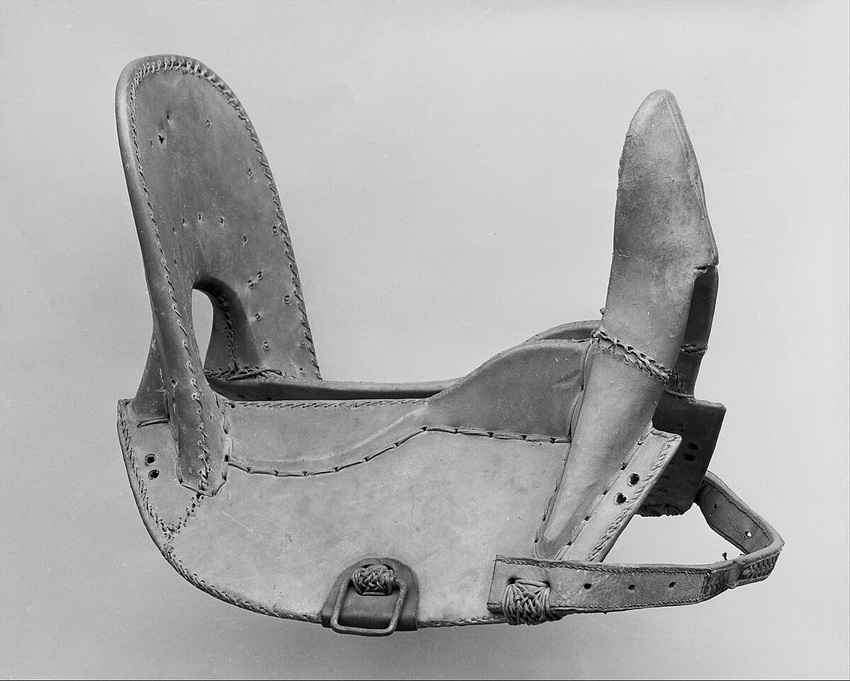 Saddle, Pair of Stirrups, Bridle and Trappings, Wood, pigskin, rawhide, iron, felt, calfskin, cowhide, velvet, gold, silver, wool, Tunisian