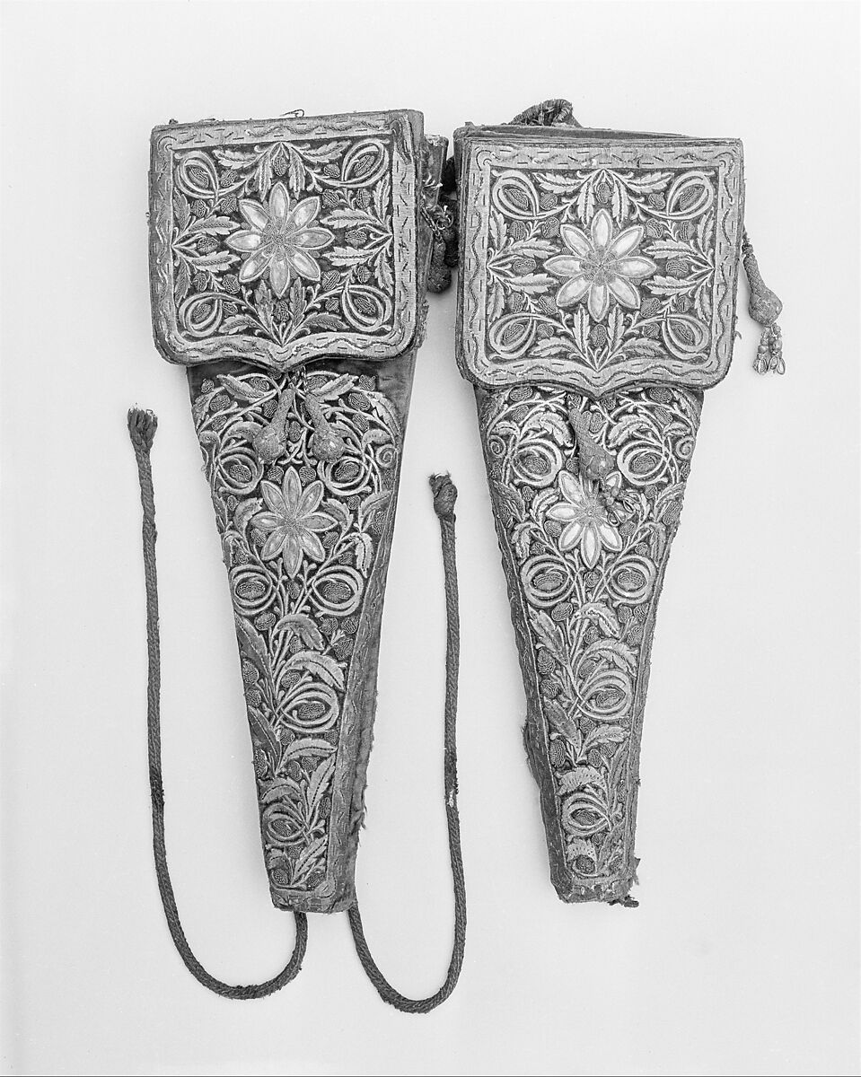 Saddle, Pair of Stirrups, Bridle and Trappings, Wood, pigskin, rawhide, iron, felt, calfskin, cowhide, velvet, gold, silver, wool, Tunisian