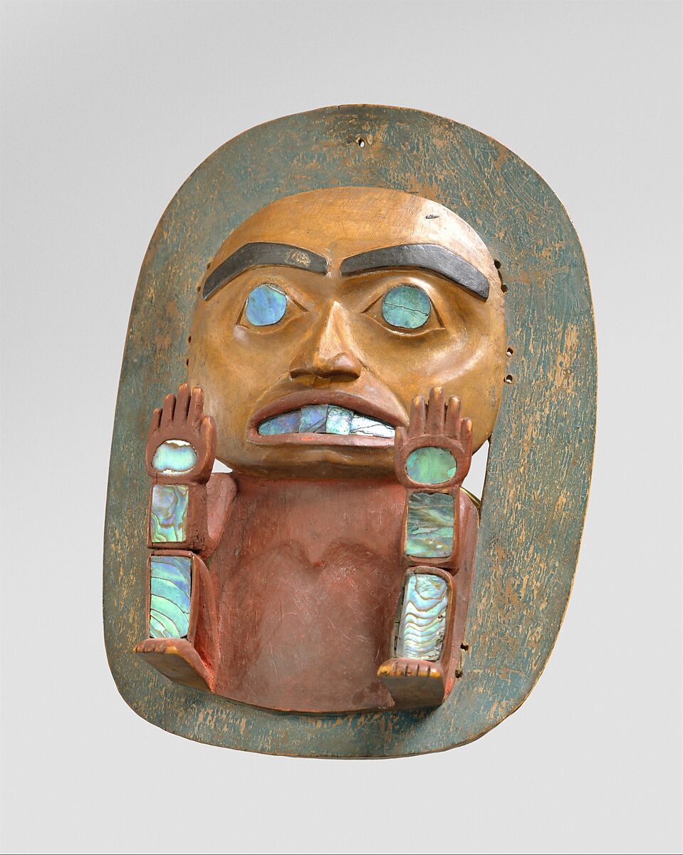 Headdress Frontlet, Wood, abalone shell, pigment, Tsimshian 