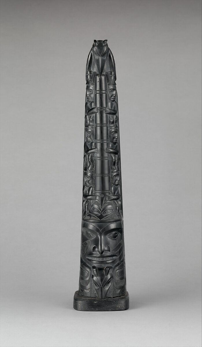 Totem Pole Model, Charles Edenshaw (First Nation, Haida, 1839–1920), Argillite, Haida