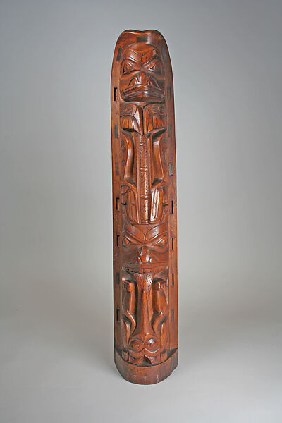 Totem Pole Model, Wood, horn inlay, Haida 