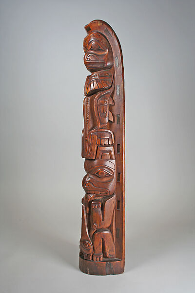 Totem Pole Model, Wood, horn inlay, Haida