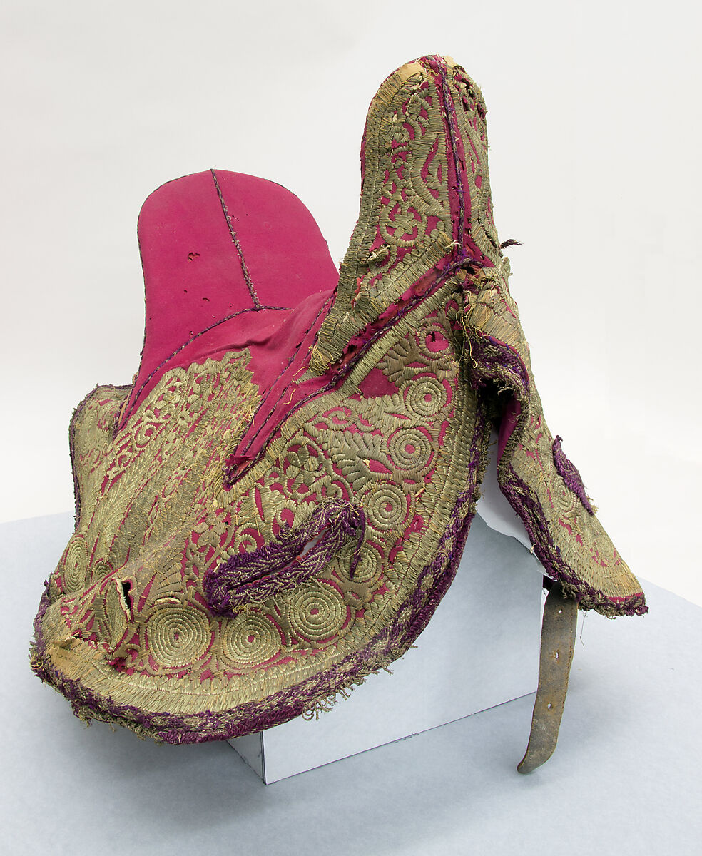 Saddle, Bridle, Bit, and Trappings, Wood, iron, tin, leather, gold, textile, metallic thread, Moroccan