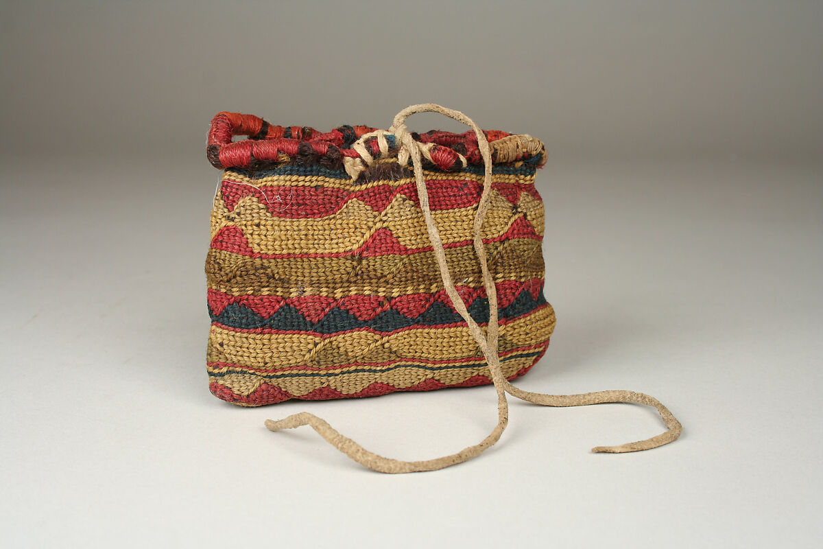 Medicine Bundle Bowl and Bag, Wood, wool, native-tanned skin, Ho-Chunk