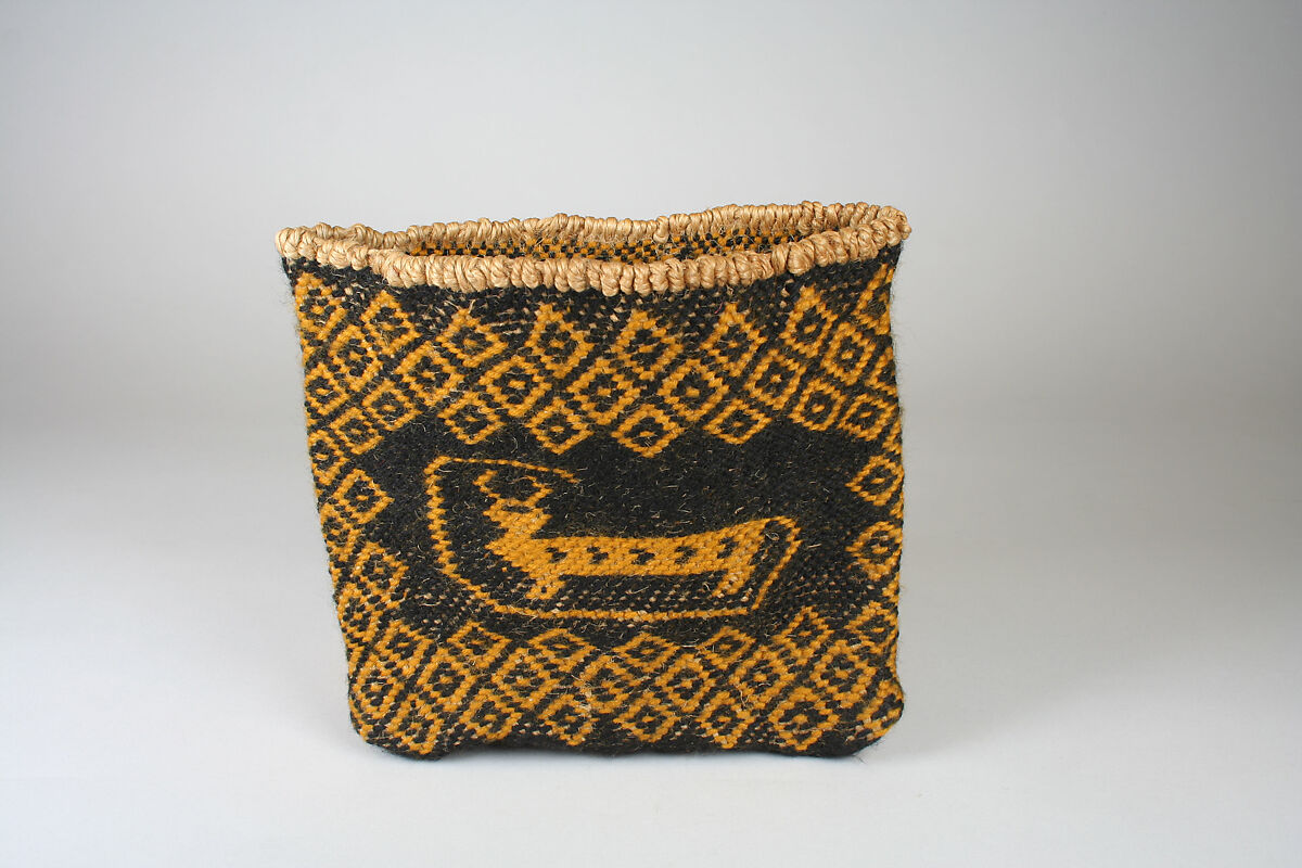 Charm Bag, Wool yarn, plant fiber, Ojibwa